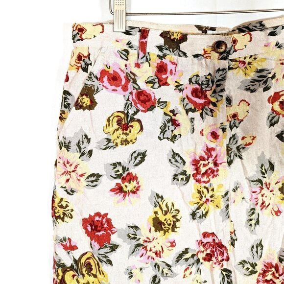 Women's Size 16 ORVIS Linen Blend Floral Jacquard Sheath Skirt Zip Up Pockets - Picture 2 of 6